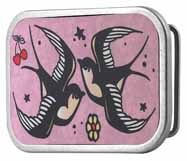 312233 Lucky pink swallows wood buckle